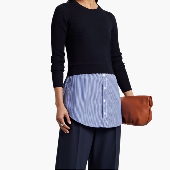 Veronica Beard Wool- Poplin sweater shirt top - Picture 2 of 7